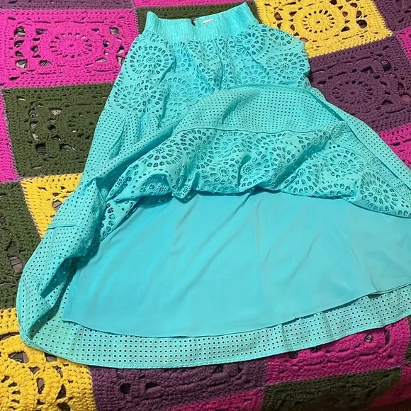 ALICE + OLIVIA Melony Sky Blue Eyelet Trim Lined Midi Skirt $560 EUC 0 - Picture 9 of 16